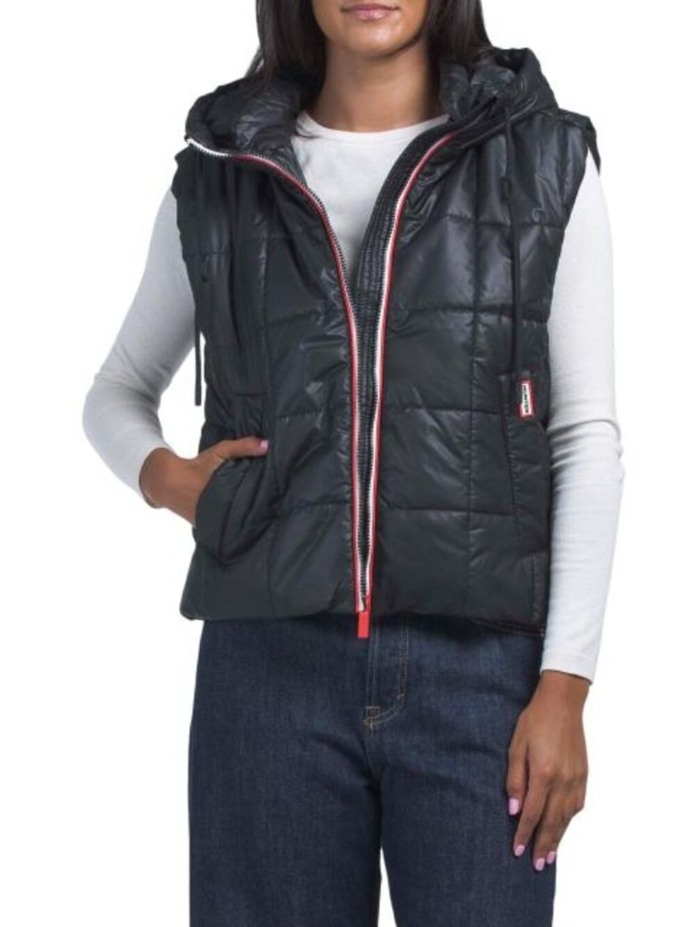 HUNTER Lindsey Square Quilted Vest With Snap Side Slits